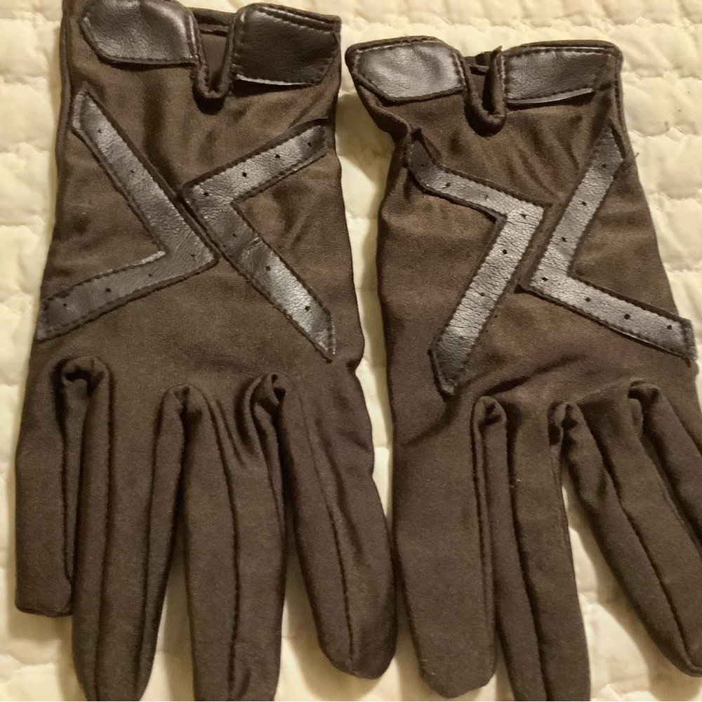 Vintage Brown Spandex Nylon Leather Insert Gloves